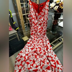 Tommy Hilfiger Red and White Floral Maxi Dress